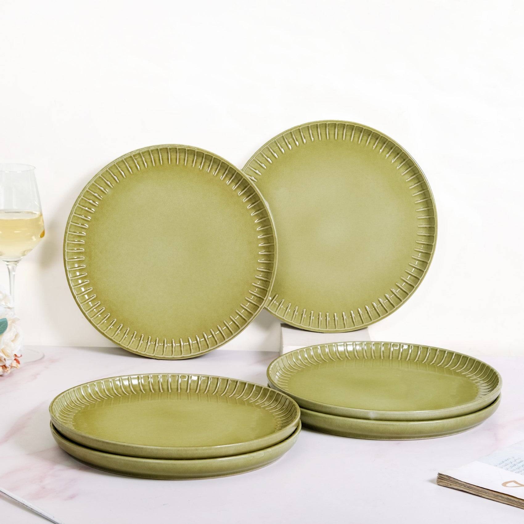 Costola Ceramic Dinner Plate Set Of 6 Green 10 Inch buy only at ₹3540