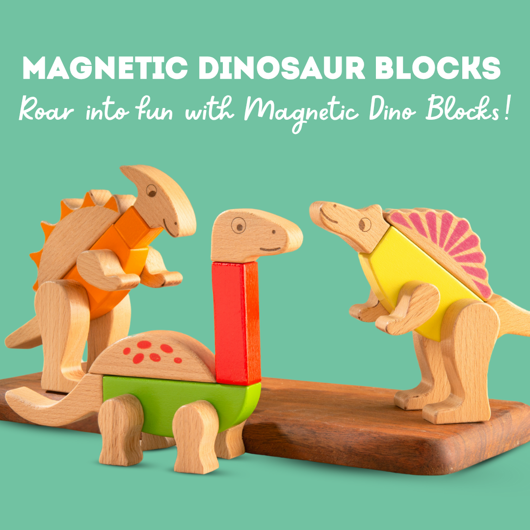 Cots and Cuddles Premium Quality Wooden Dino Magnetic Blocks 26pcs Buy @ ₹1499