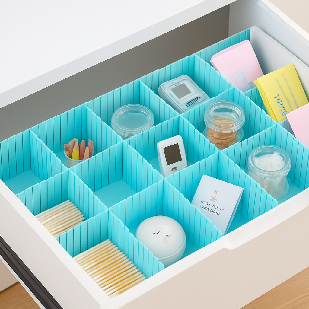 Drawer Organizer & Divider 8 PCS Set, Adjustable Drawer Organizer, Makeup Storage Grid Home & Kitchen Board Divider Buy @ ₹99