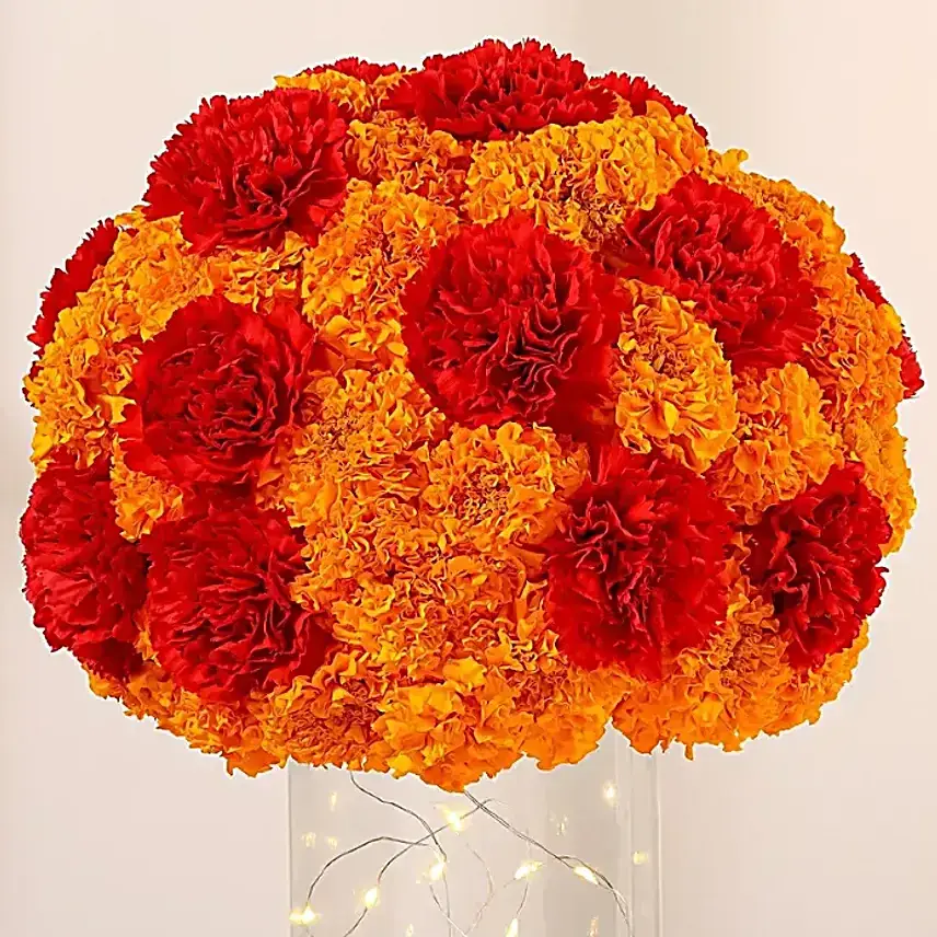 Diwali Floral Vase with Black Forest Cake