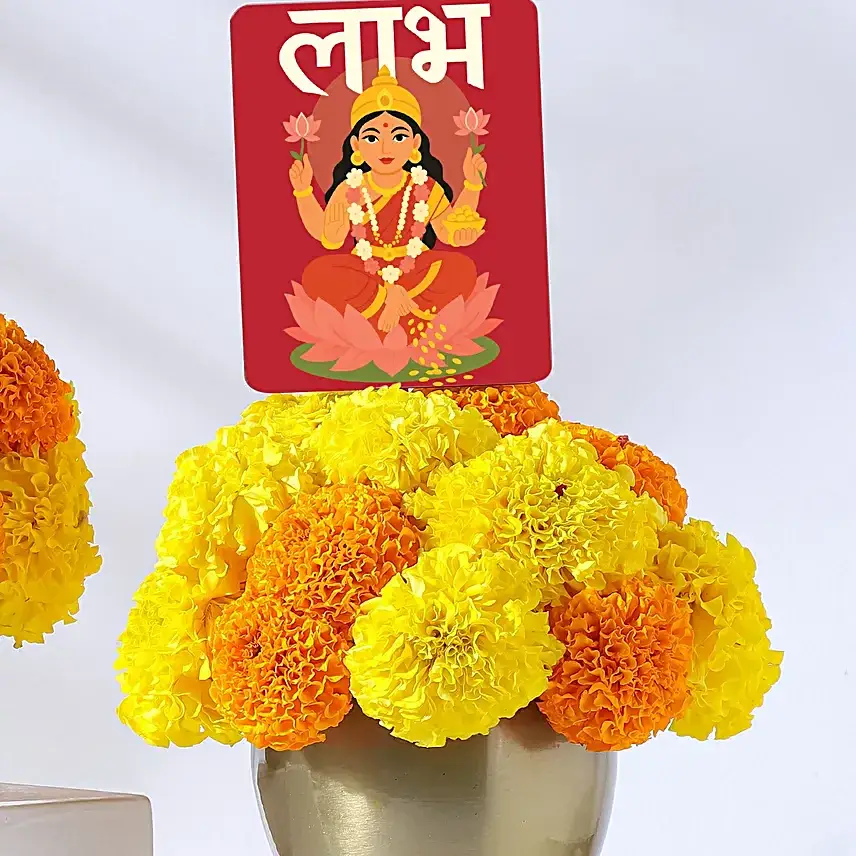 Diwali Yellow and Orange Bloom Pots