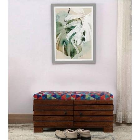 Liliana Shoe Rack With Seating In Honey Oak Finish