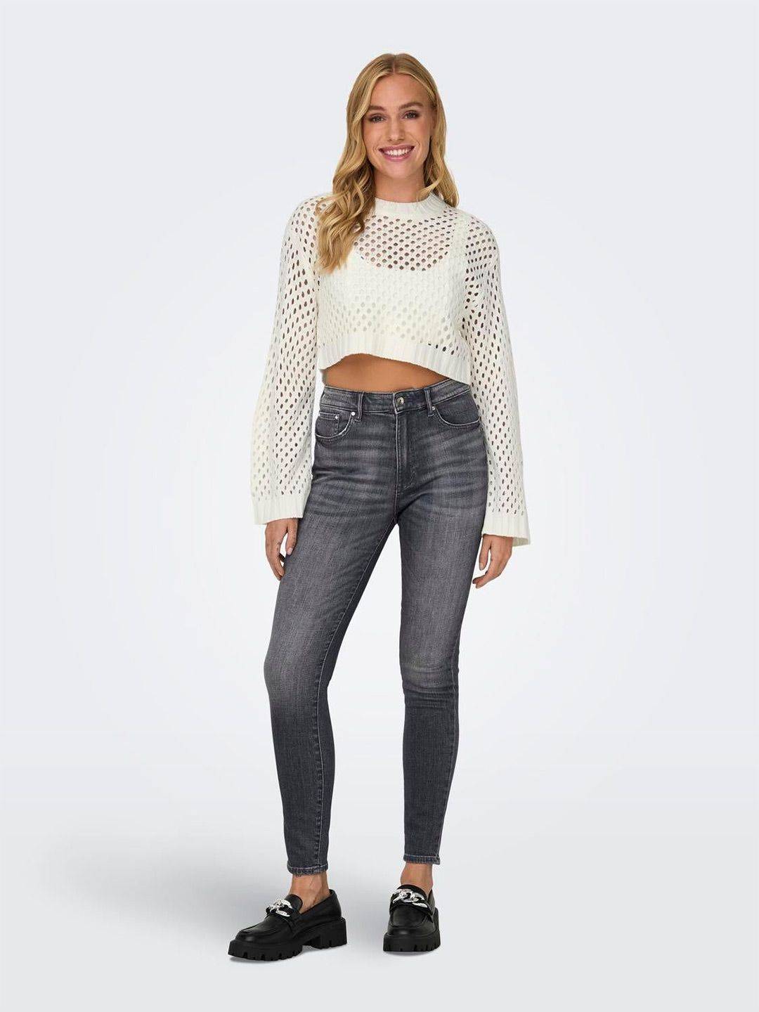 Kotty Women Cotton Round Neck Crop Pullover Sweaters