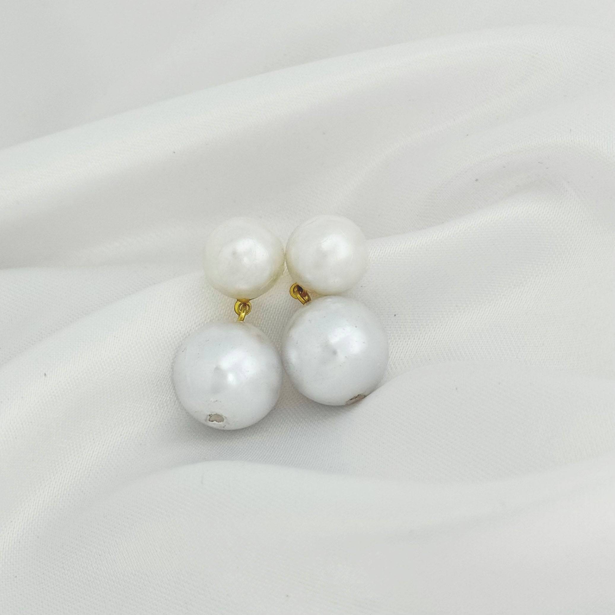 Double White Pearl Earrings buy only at ₹54