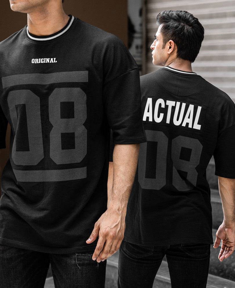 Black 08 Original Oversize Drop Shoulder T Shirt Buy @ ₹1099