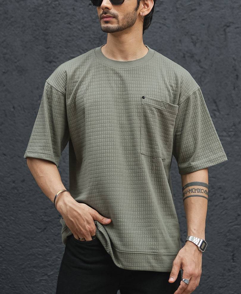 Green Structured Oversized Half Sleeves T Shirt Buy @ ₹699