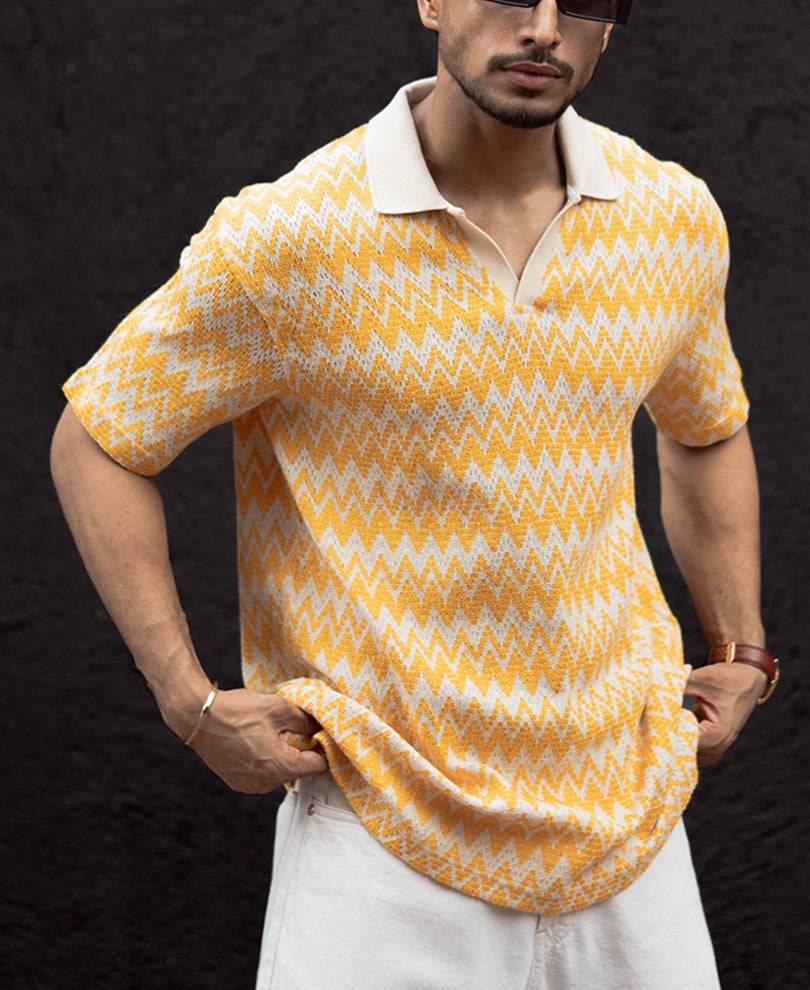 Off White and Yellow Regular Fit Half Sleeves T Shirt Buy @ ₹799