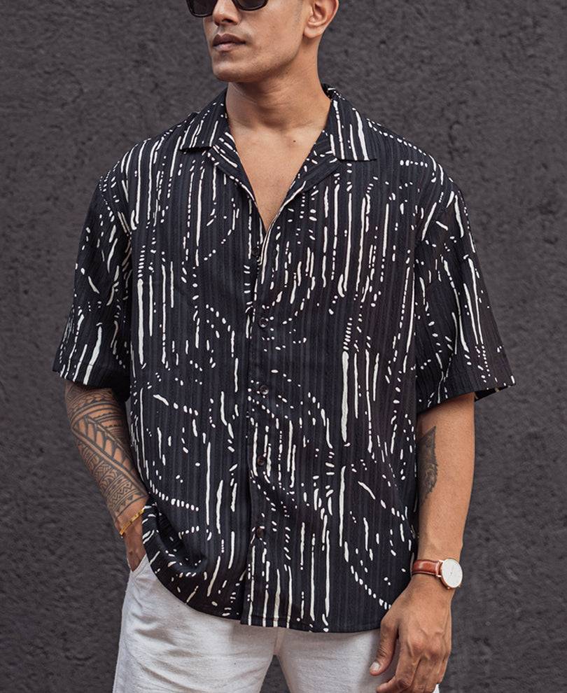 Black Printed Oversized Half Sleeves Shirt Buy @ ₹699