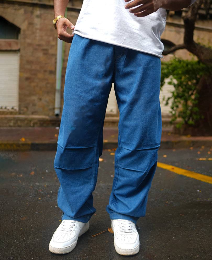 Light Blue Baggy Parachute Denim Pant Buy @ ₹899