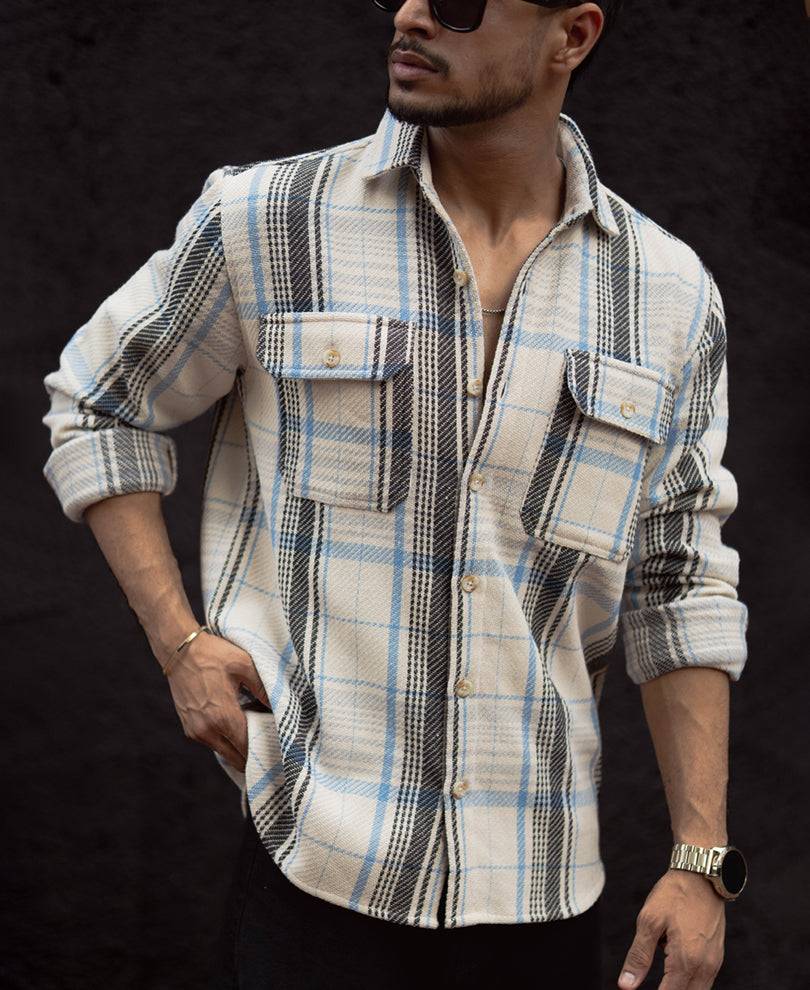 Off-White Checked Regular Fit Full Sleeves Shirt Buy @ ₹599