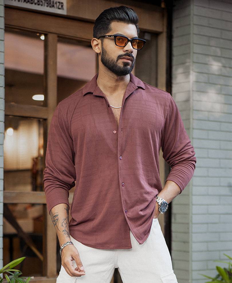 Wine Regular Fit Plain Full Sleeves Shirt Buy @ ₹599