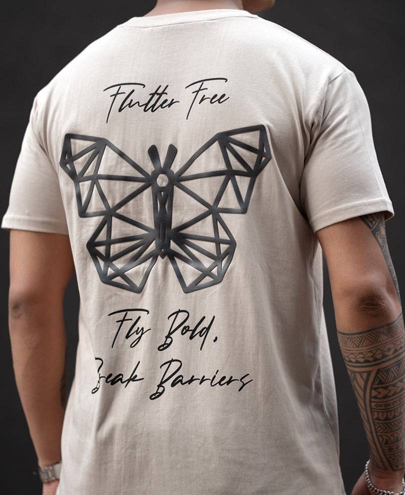 Oxford Tan Butterfly Print Regular Fit Half Sleeves T-Shirt Buy @ ₹999