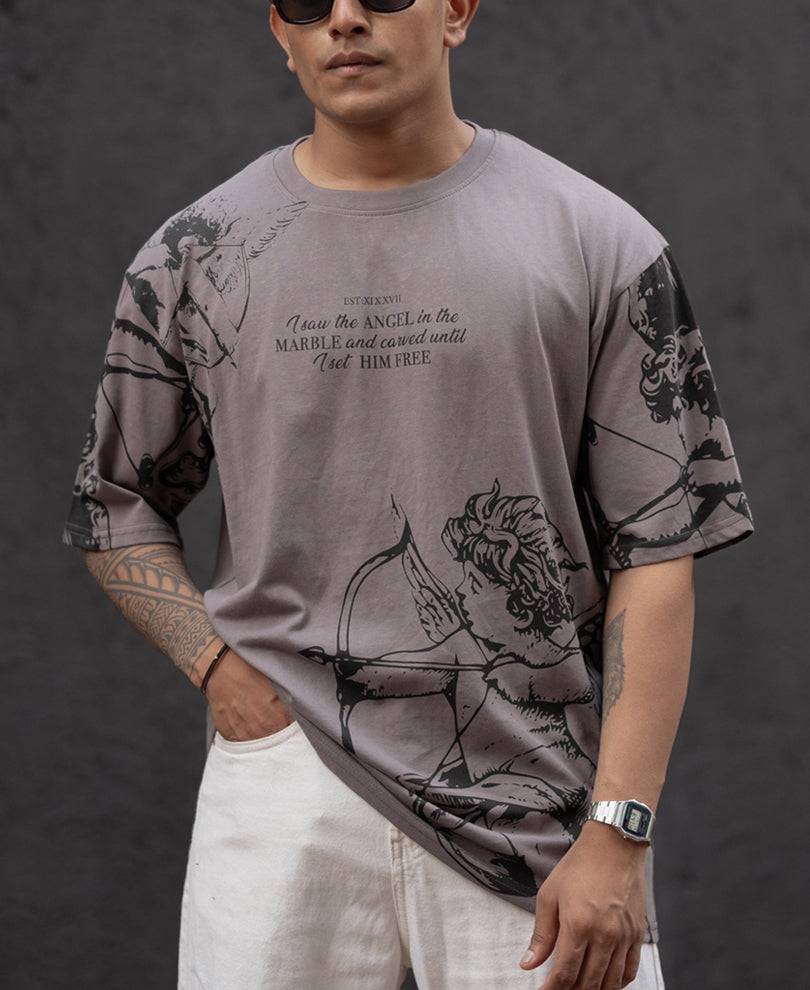 Grey Printed Oversized T-Shirt Buy @ ₹499