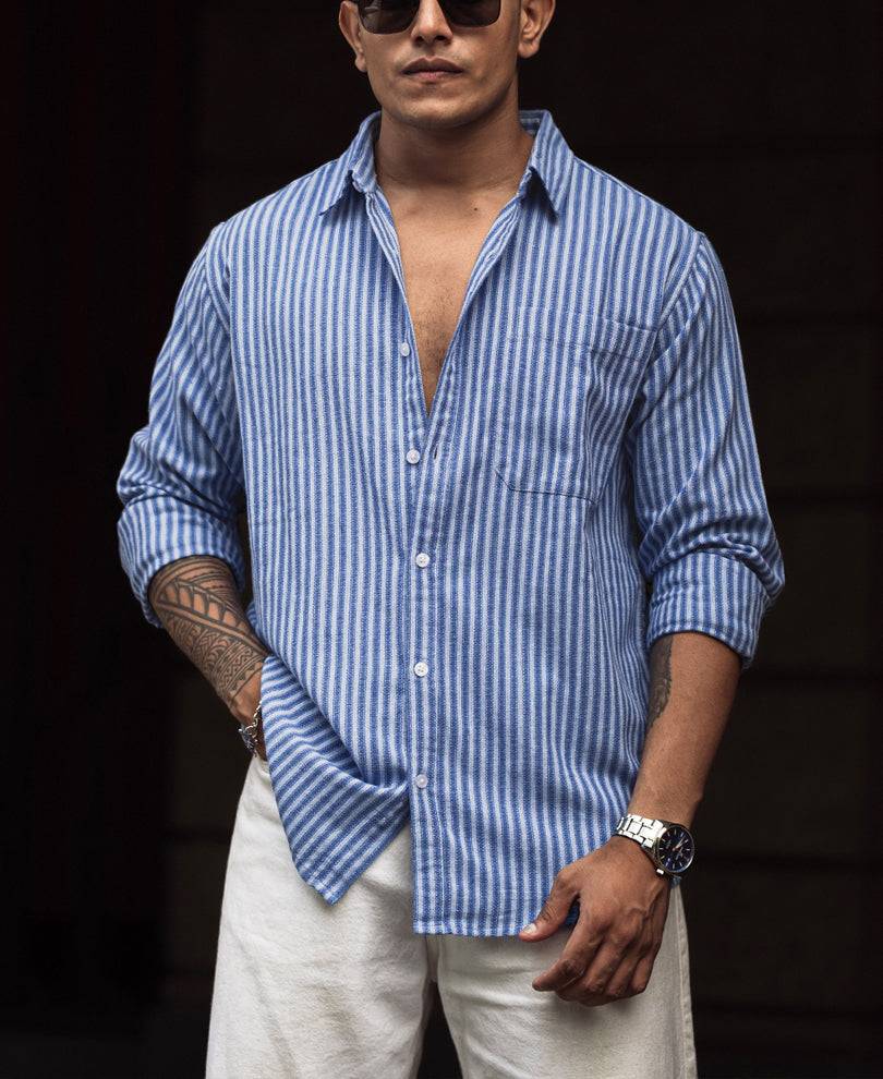 Blue Stripes Full Sleeves Shirt Buy @ ₹1199