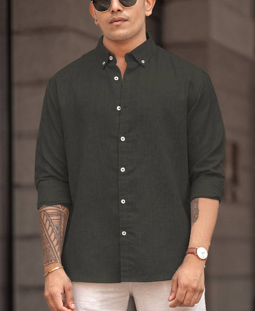 Olive Green Regular Plain Fit Full Sleeves Buy @ ₹999