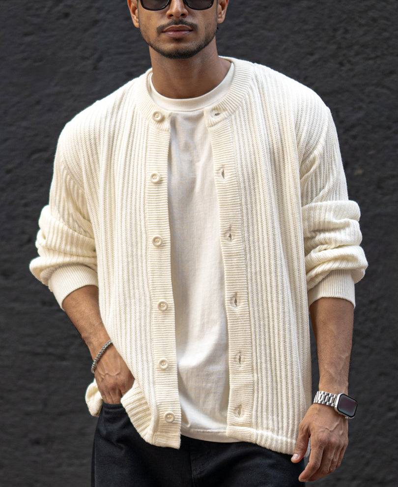 Off White Regular Fit Full Sleeves Sweater Jacket Buy @ ₹1299