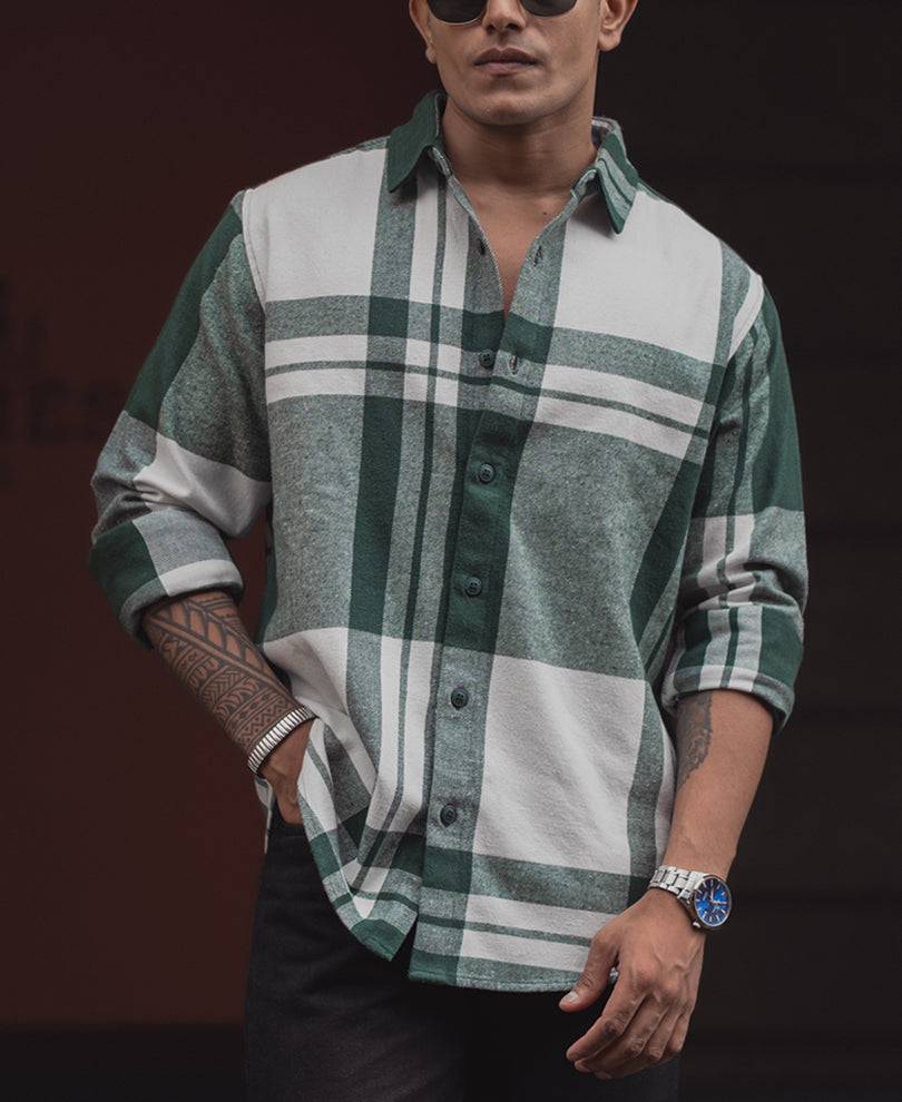Forest Green Checked Regular Fit Full Sleeve Shirt Buy @ ₹899