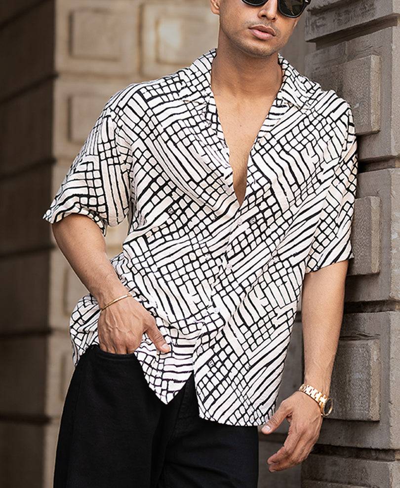 White Oversized Printed Half Sleeves Shirt Buy @ ₹999