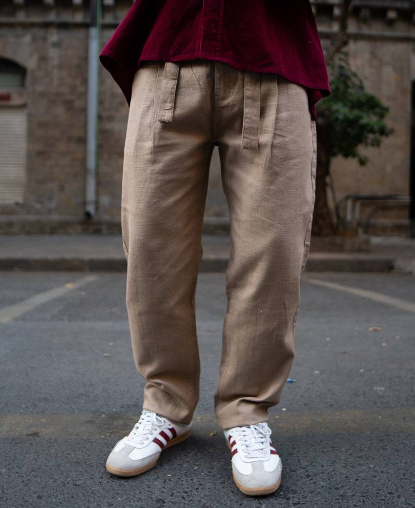 Beige Cotton Pant With Belt Buy @ ₹1199