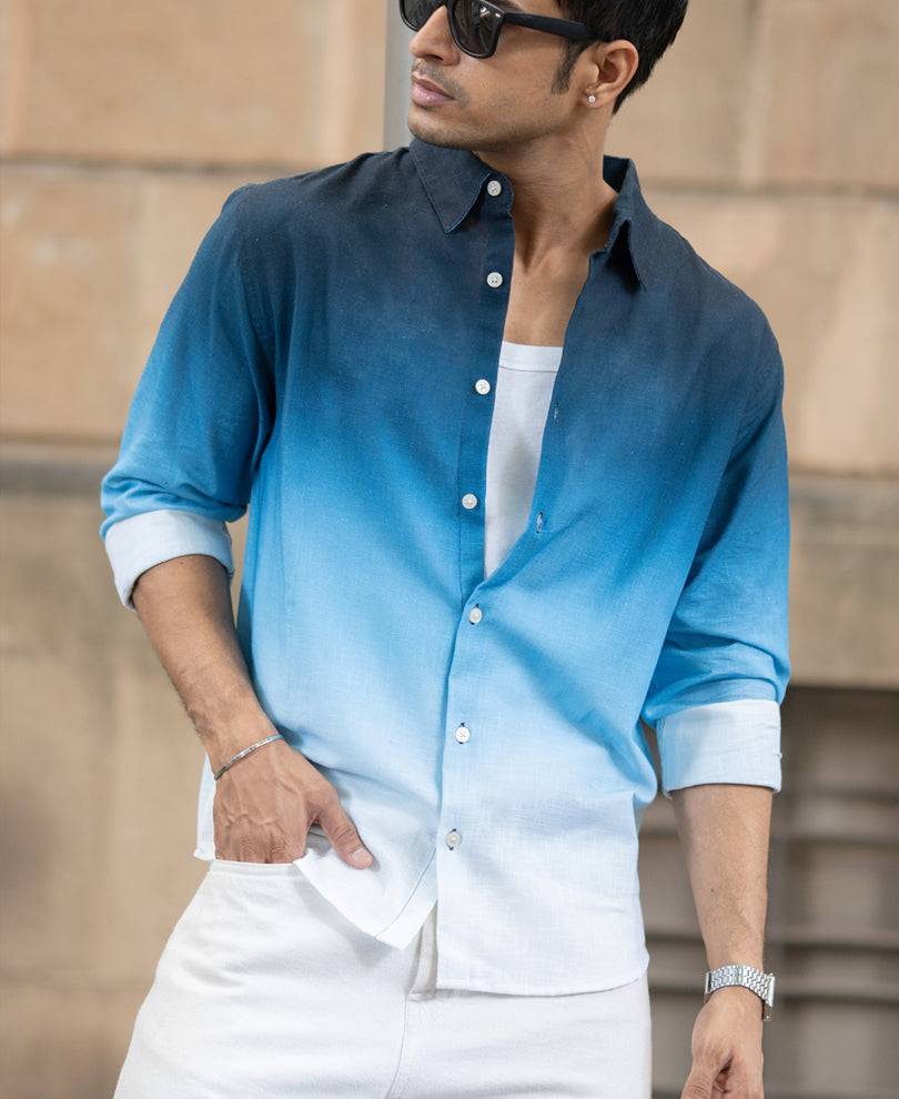 Dark Blue Ombre Print Shirt Buy @ ₹1199