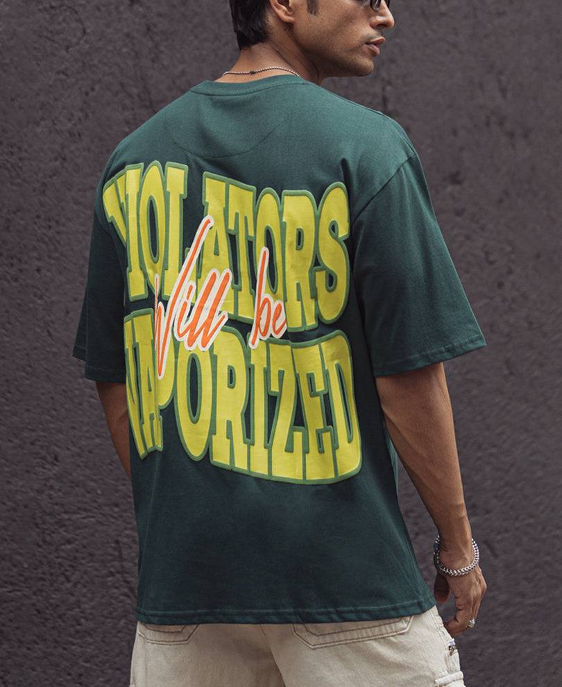 Dark Green Printed Oversized Half Sleeves T Shirt Buy @ ₹499