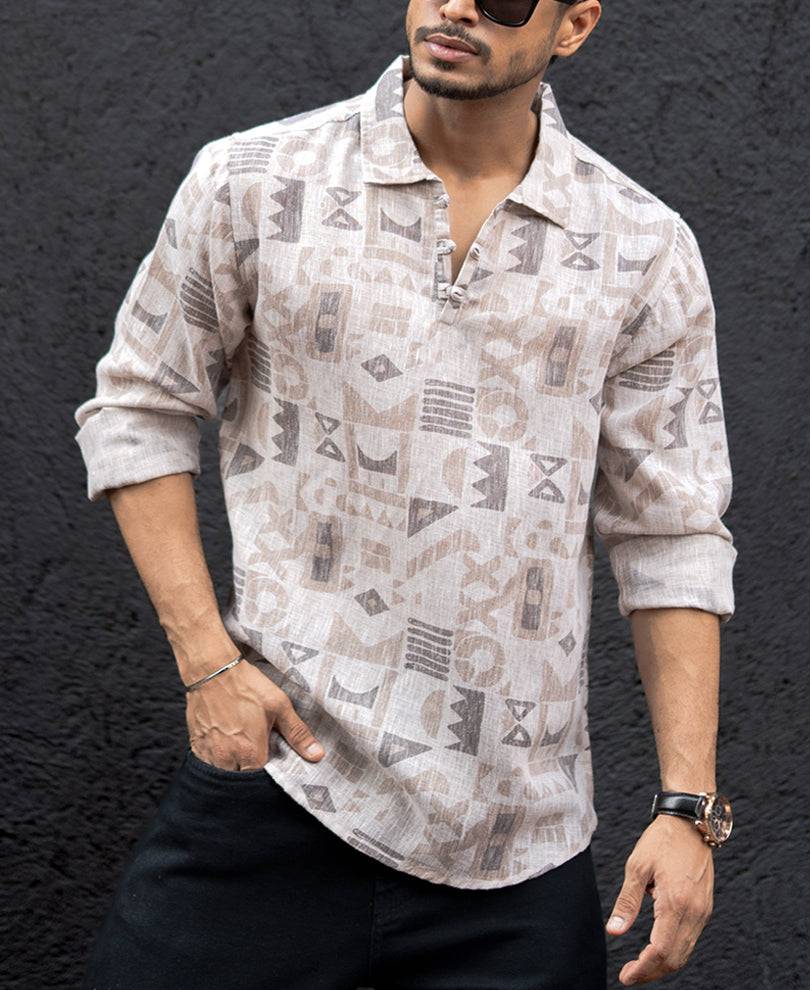 Printed Multi Colour Regular Fit Kurta Style Shirt Buy @ ₹599