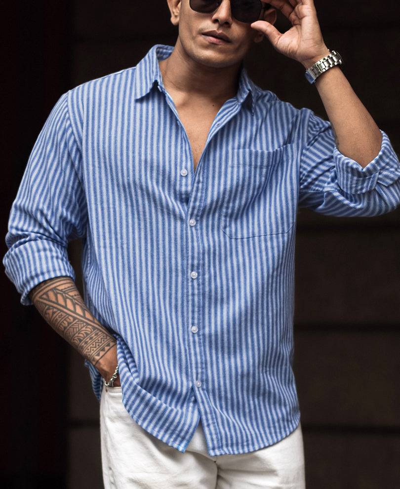 Blue Stripes Full Sleeves Shirt Buy @ ₹1199