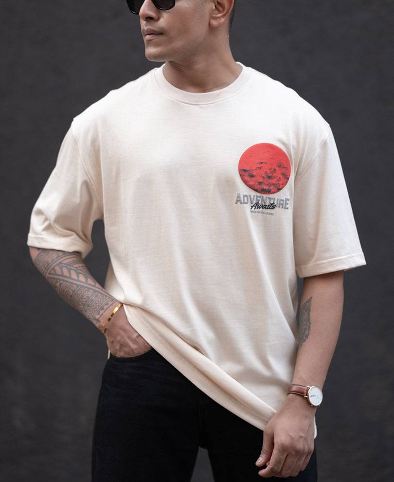 Light Fawn Printed Oversized Half Sleeves T-Shirt Buy @ ₹999