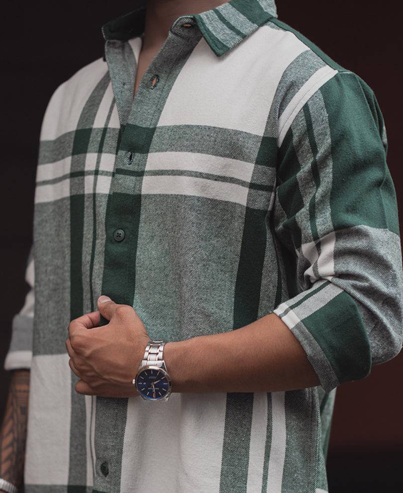 Forest Green Checked Regular Fit Full Sleeve Shirt Buy @ ₹899