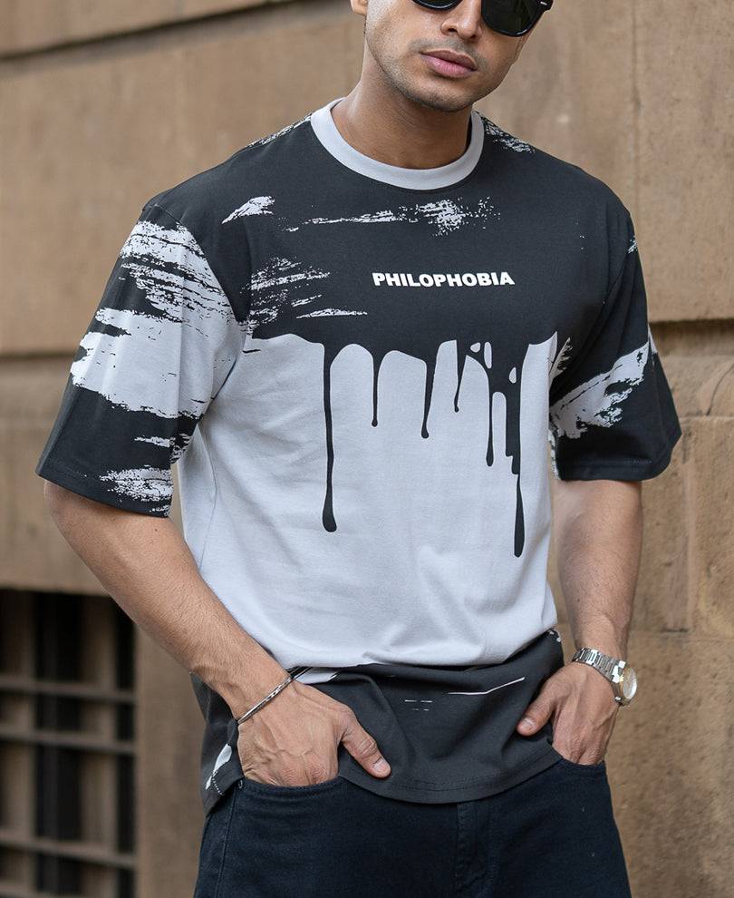 Black & Grey Abstract Graphic T-Shirt Buy @ ₹499