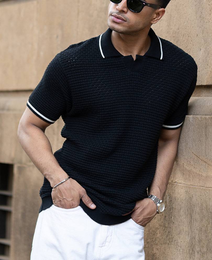 Black Knitted T-Shirt Buy @ ₹699