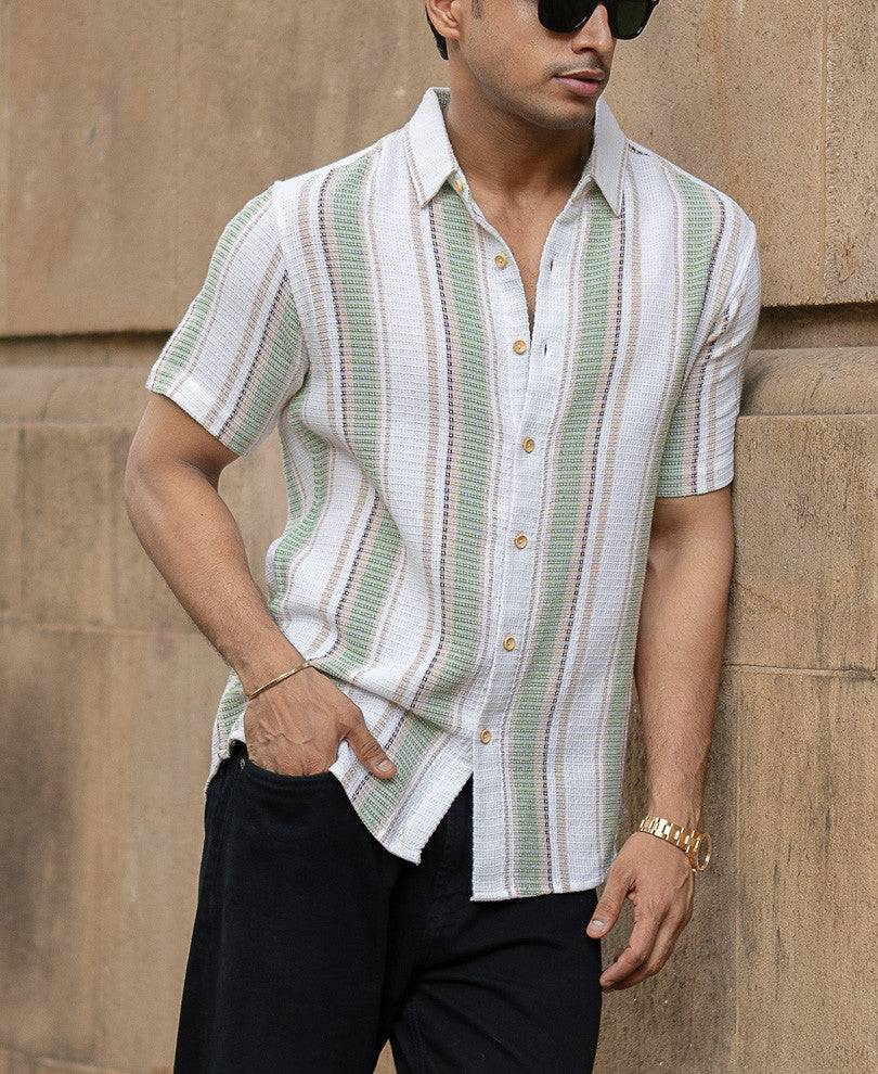 Multi Colour Regular Fit Structured Half Sleeves Shirt Buy @ ₹699