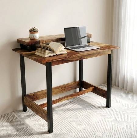 Asansol Sheesham Wood Study Computer Table In Teak Finish