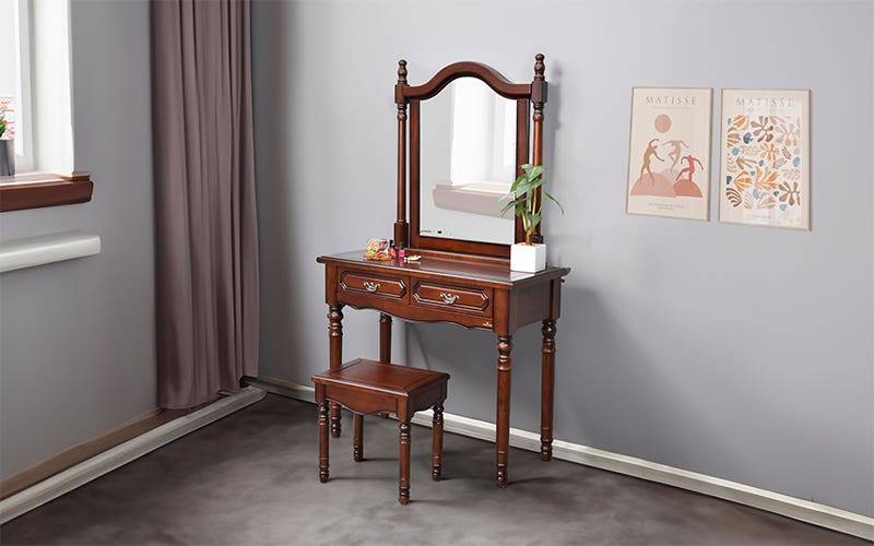 Royaloak Atlanta American Wooden Dresser with Stool