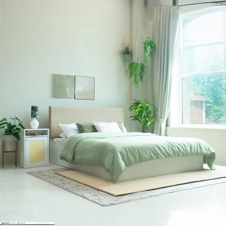 Bakhti Engineered Wood Queen Size Bed In White Finish