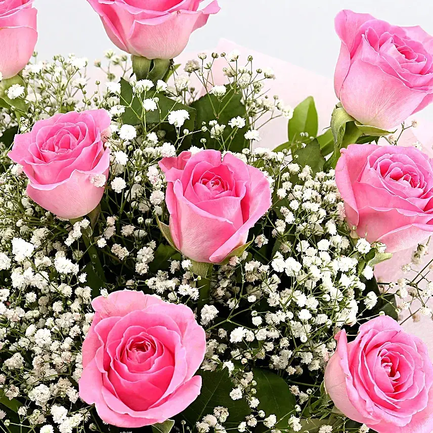 Dreamy Pink Roses Bouquet & Pineapple Cake