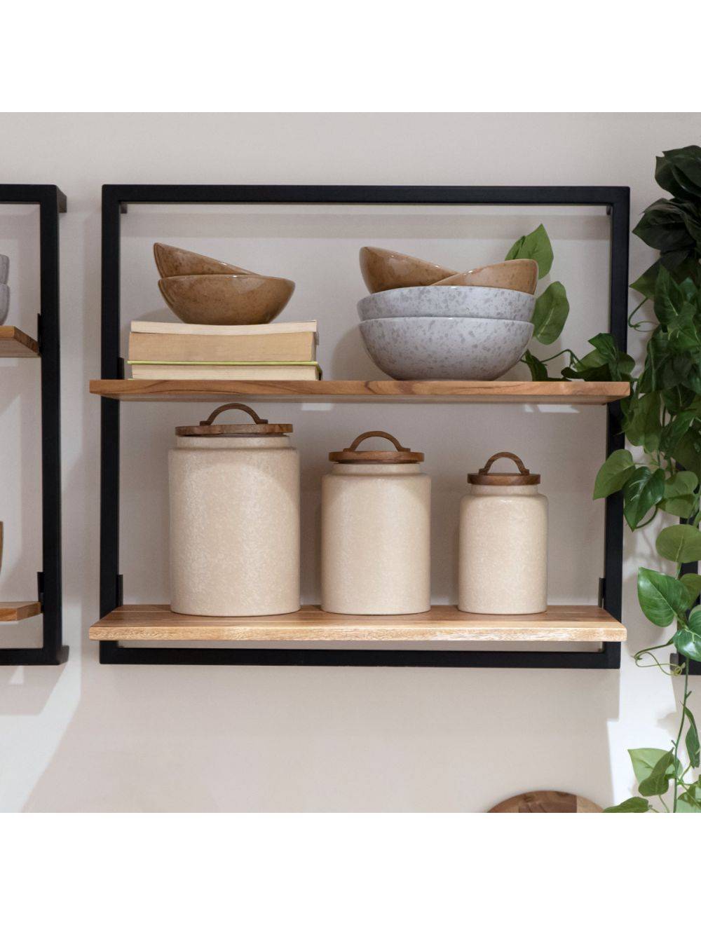 Ceramic Canister With Wooden Lid