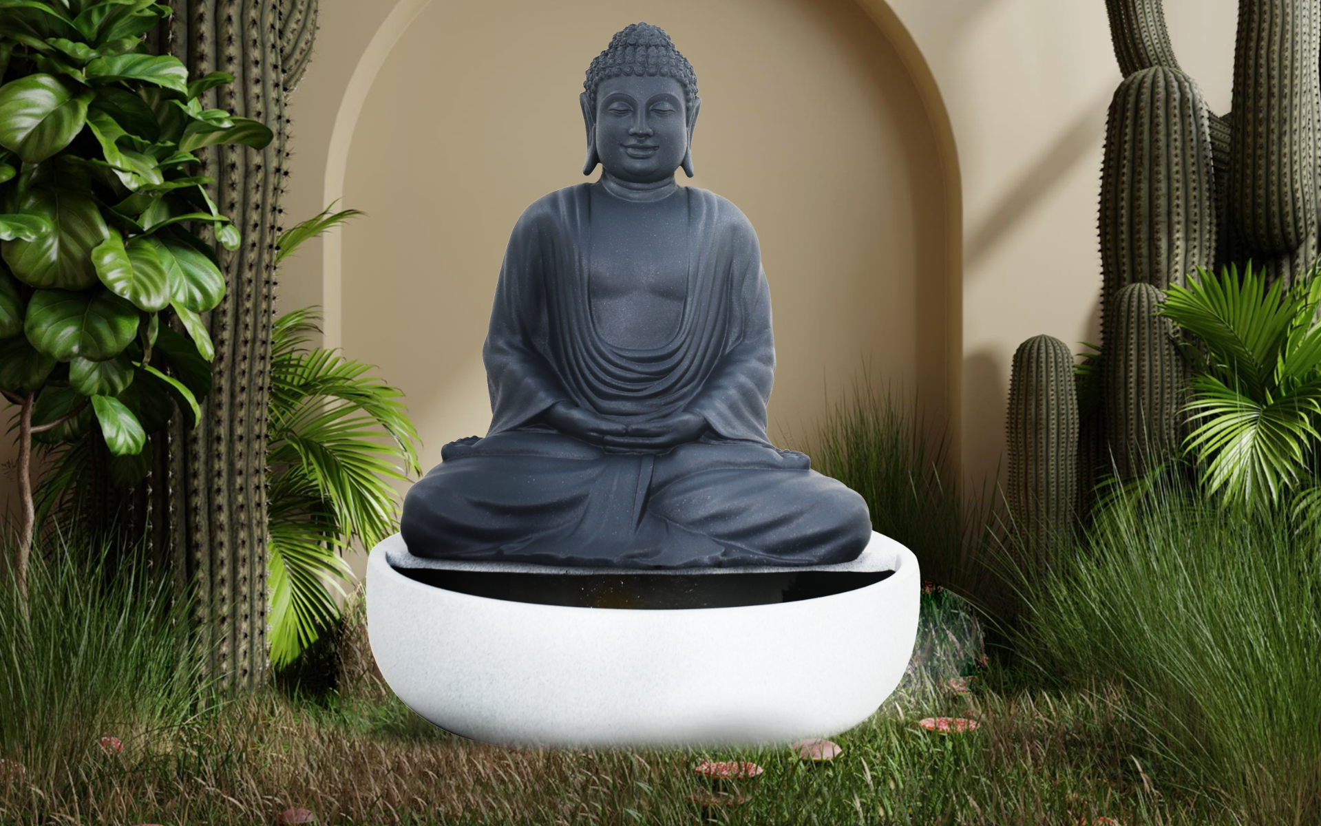 Royaloak Garden Buddha - Black & White