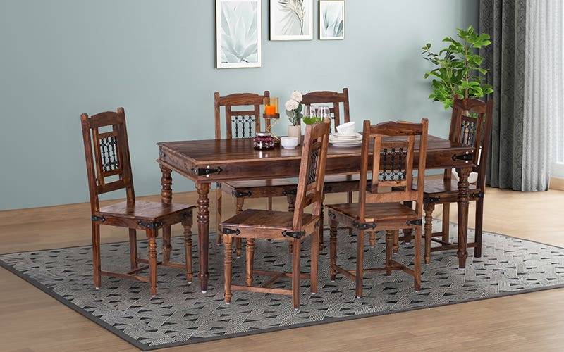 Royaloak Hilton Wooden Dining Table 6 Seater Set
