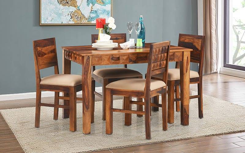 Royaloak Ashoka Sheesham Wood 4 Seater Dining Table Set