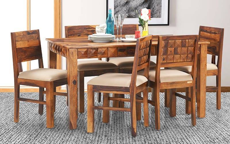 Royaloak Ashoka Sheesham Wood 6 Seater Dining Table Set