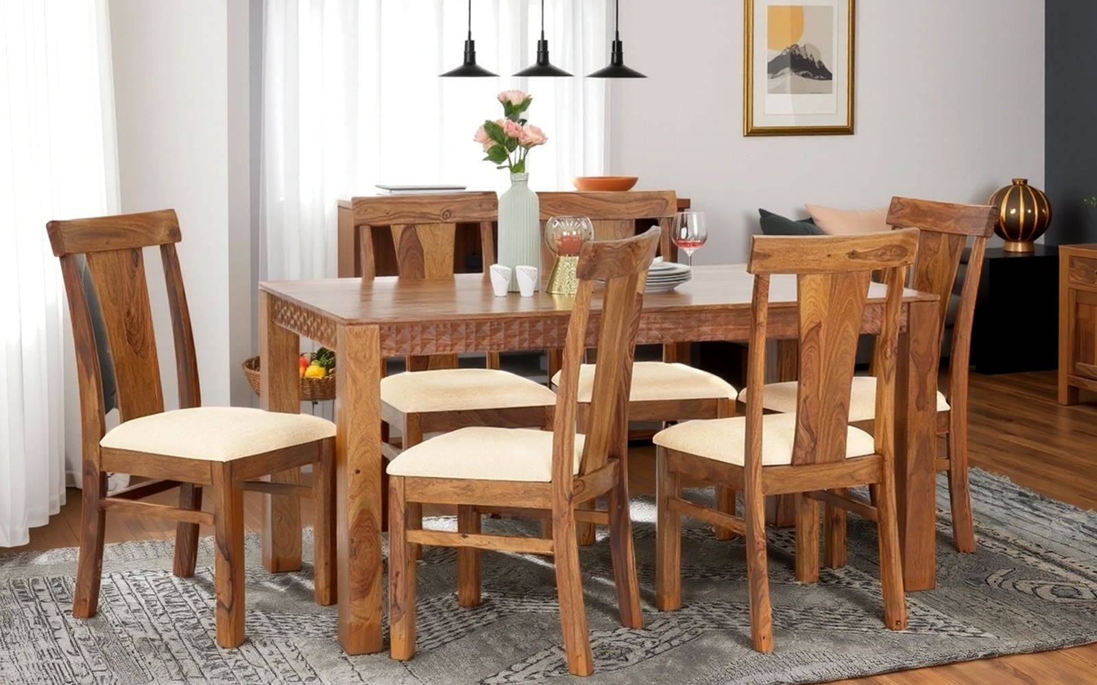 Royaloak Terence Wooden Dining Set Six Seater