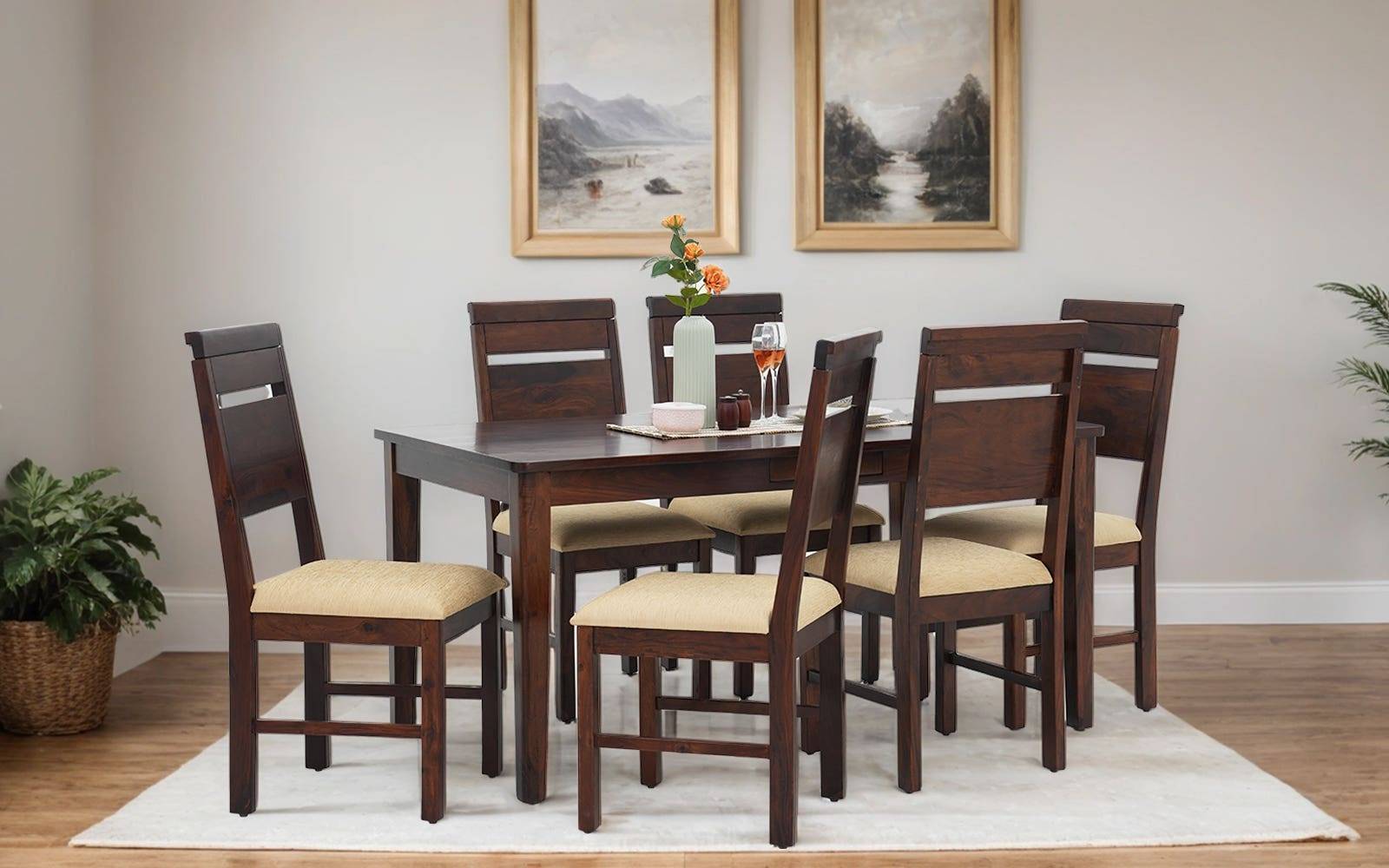 Royaloak Mourya Sheesham Wood Dining Table Set 6 Seater