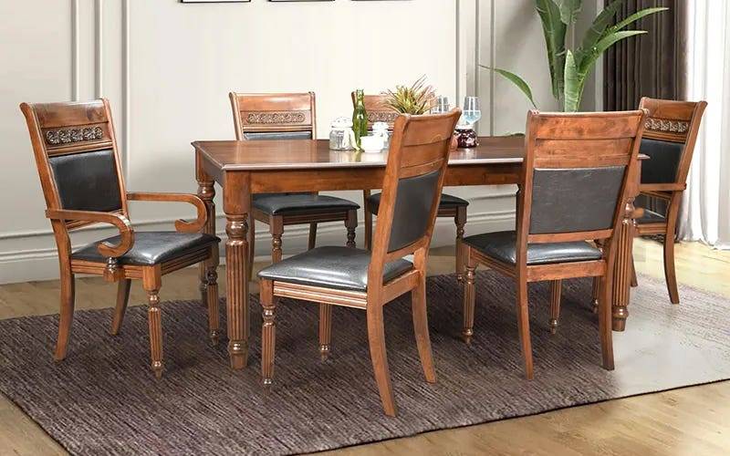 Royaloak Texas American Wooden Dining Set 6 Seater