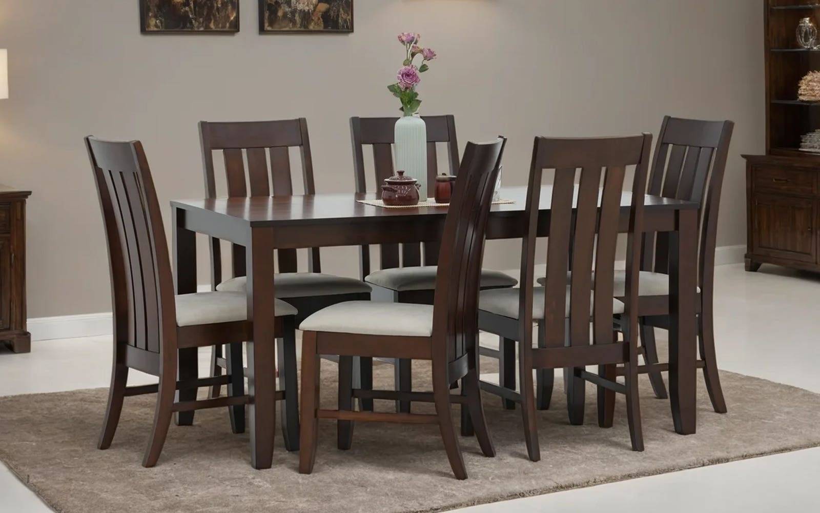 Royaloak Muar Malaysian Wooden Dining Set Six Seater