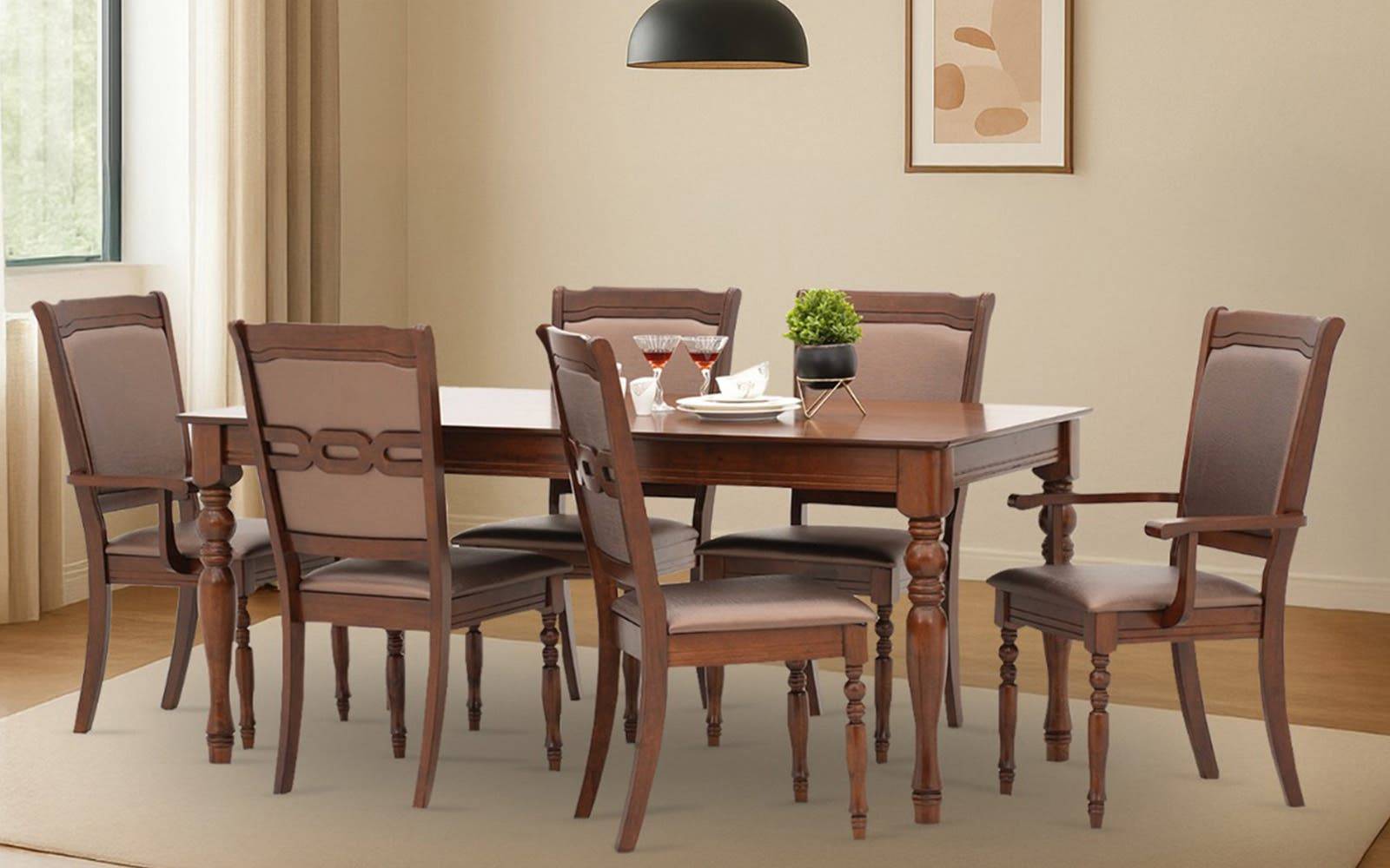 Royaloak Austin American Wooden Dining Table Set 6 Seater