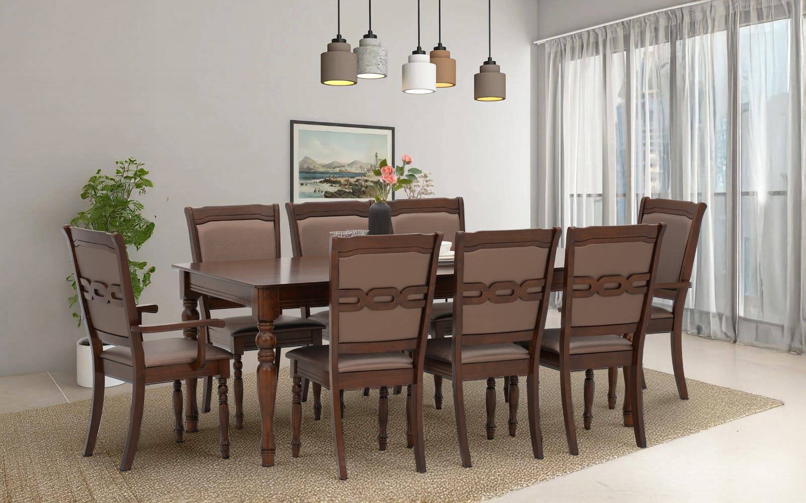 Royaloak Austin American Wooden Dining Table Set 8 Seater