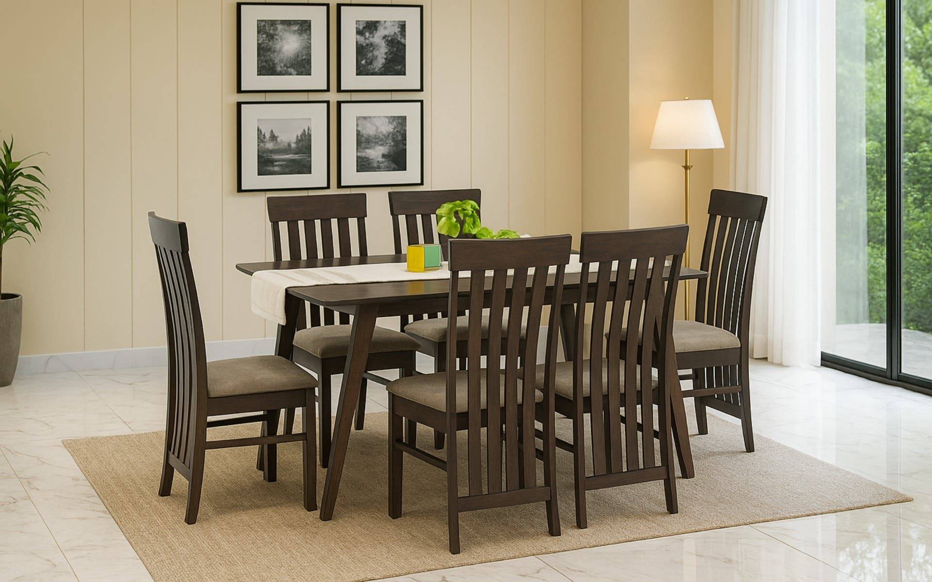 Royaloak Perak Malaysian Wooden Dining Table Six Seater Set