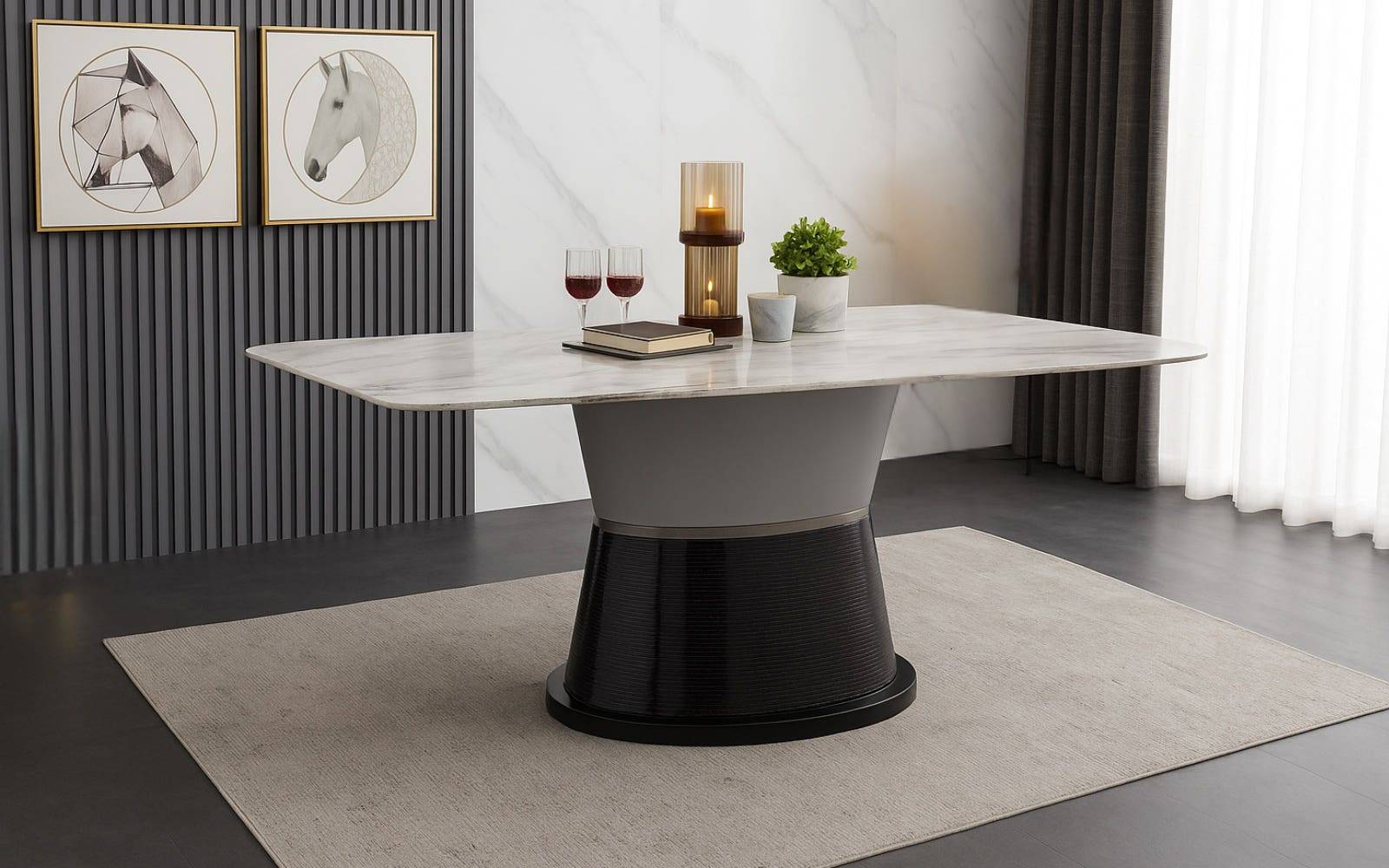 Royaloak Lucca Italian Marble Six Seater Dining Table