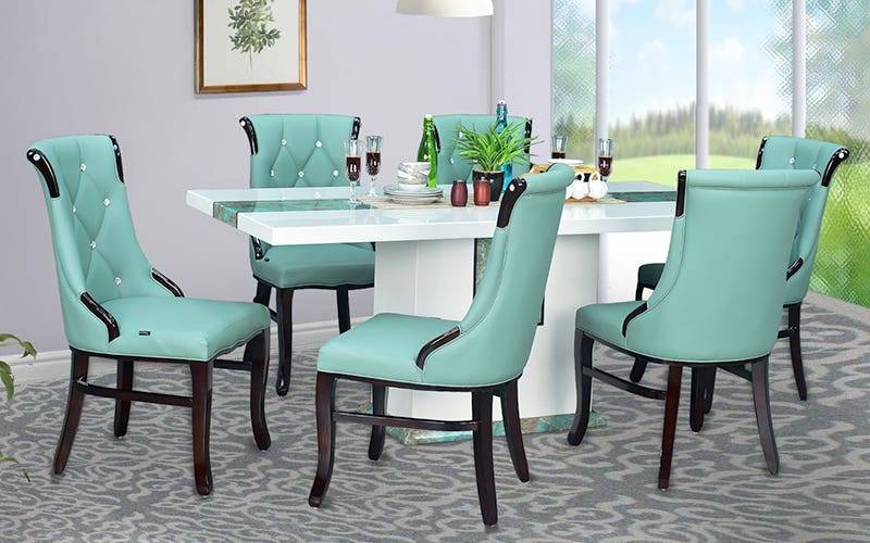 Royaloak Rome Italian Marble Dining Set Six Seater